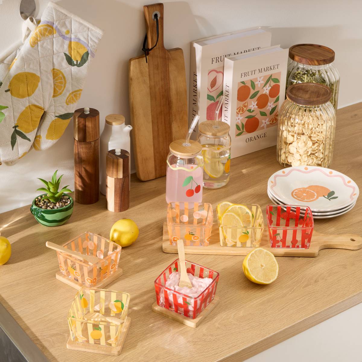 2er-Set Deko-Boxen "Fruity" Beige, 33x25 cm Mehrfarbig 3