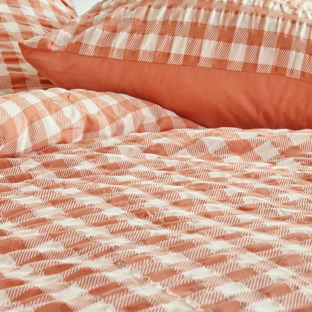 Bettwäsche-Set "Vichy" Terrakotta, 240x220 cm Terracotta