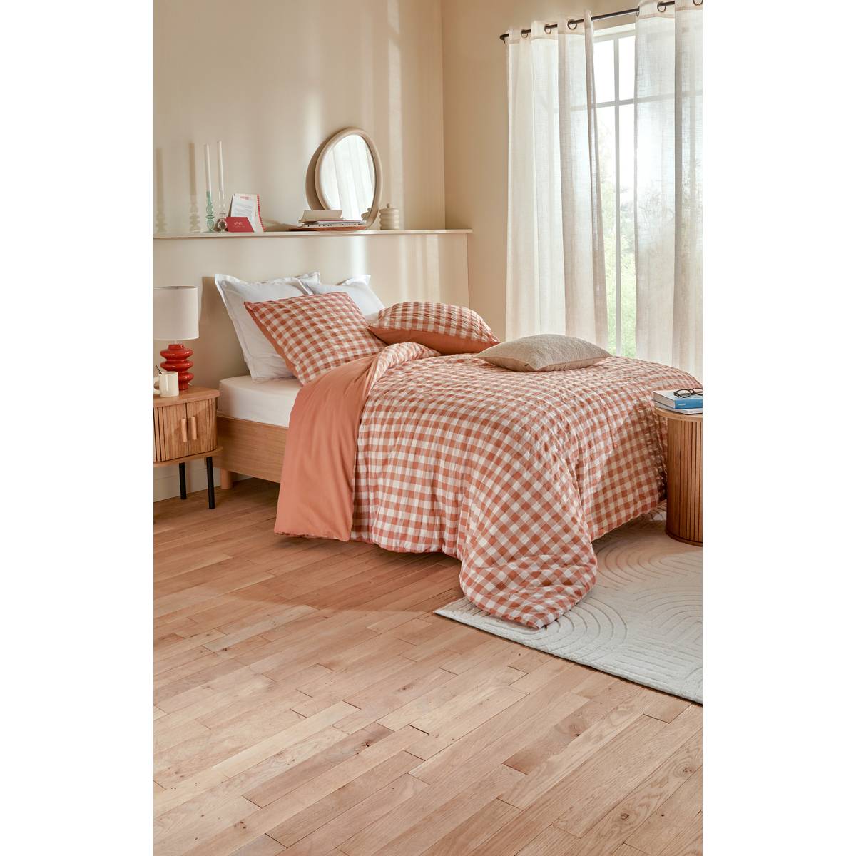 Bettwäsche-Set "Vichy" Terrakotta, 240x220 cm Terracotta