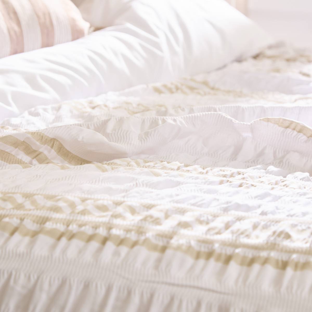 Bettwäsche-Set "Stripes" Beige Leinen, 240x220 cm Leinenbeige