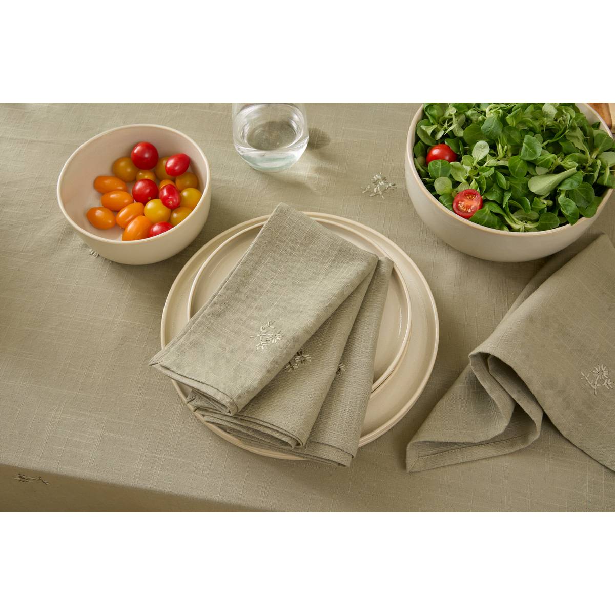 Set mit 4 Servietten "Joy" Khakigrün, 180 g/m2, 40x40 cm Khakigrün