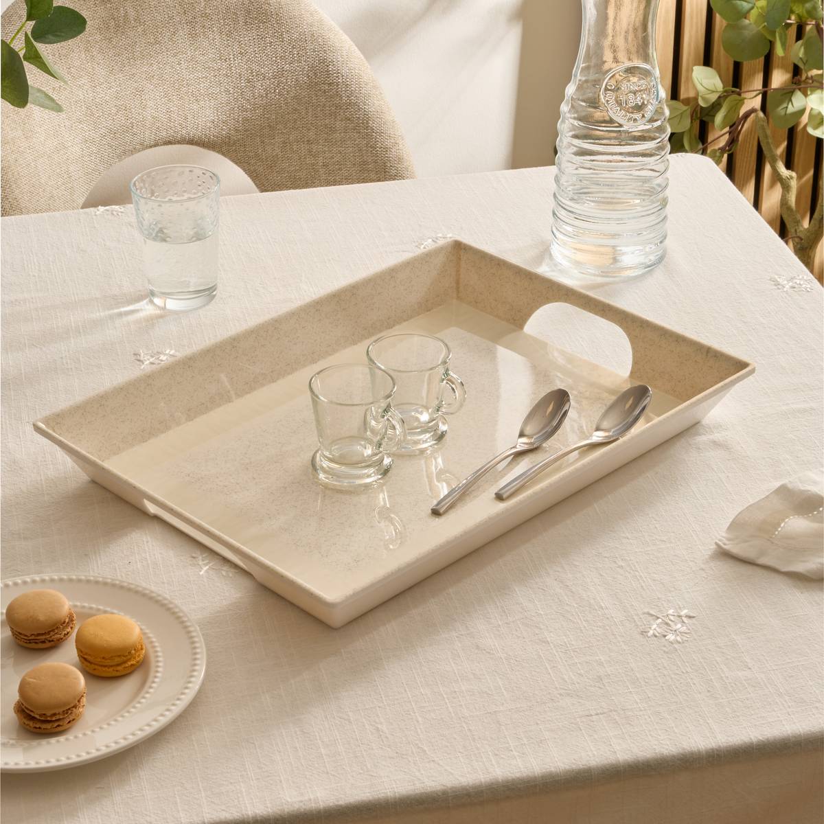Tablett "Solene" 40,6x29,6 cm Beige