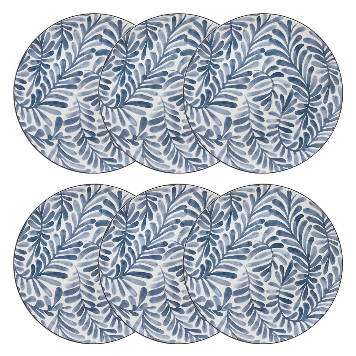 6er-Set flache Teller "Umami" Porzellan, D.26,5 cm, Blau Blau 1