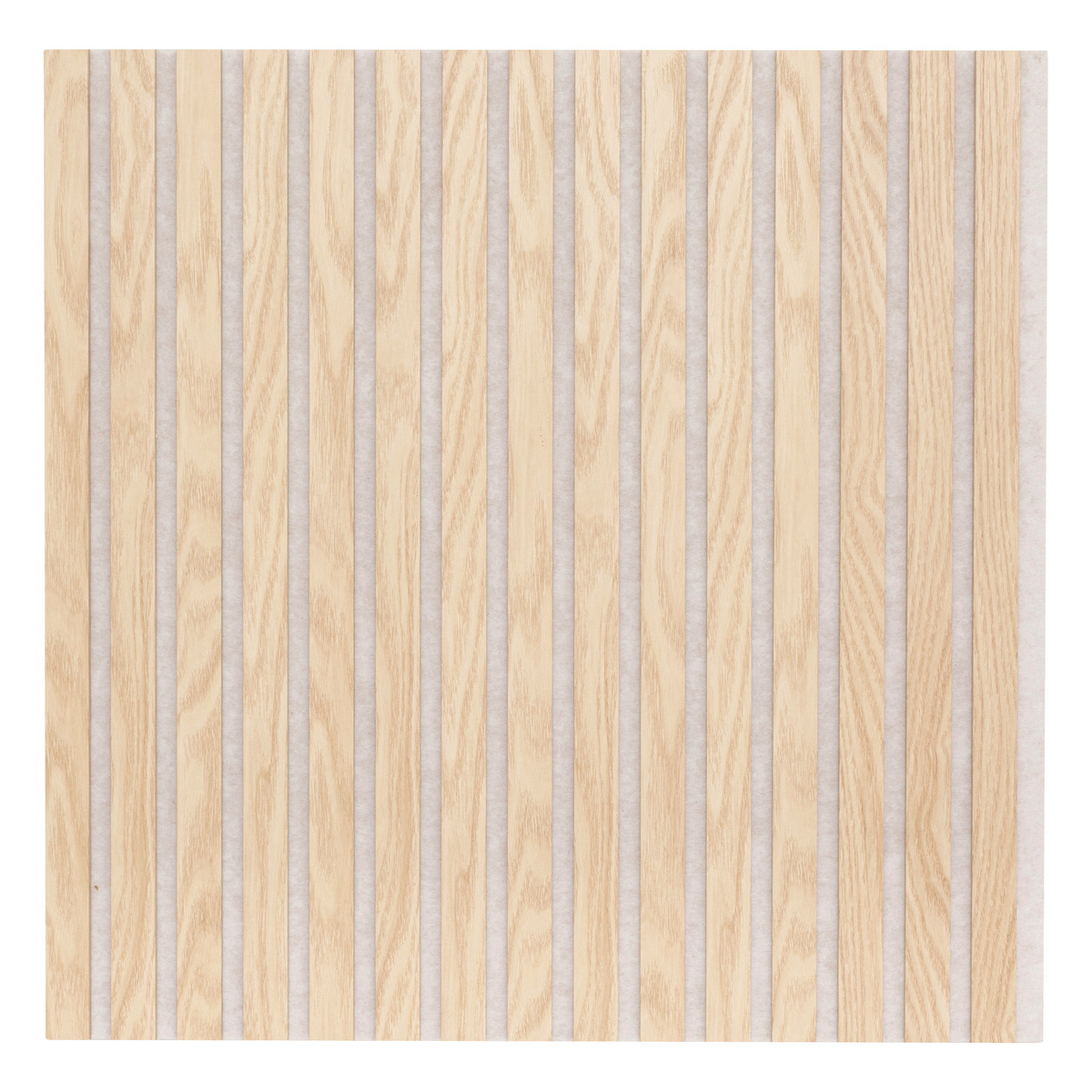 Set aus 4 dekorativen Holzleisten-Paneelen "Colva" Eiche hell Optik, Hintergrund Greige, 60x60 cm Hell-Eichen-Effekt / Grauer Hintergrund