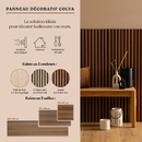 Set aus 4 dekorativen Holzleisten-Paneelen „Colva“ Eiche hell Optik, Hintergrund Greige, 240x60 cm Hell-Eichen-Effekt / Grauer Hintergrund