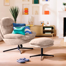 Set aus drehbarem Sessel und Fußhocker "Stelan" Lehm Beige