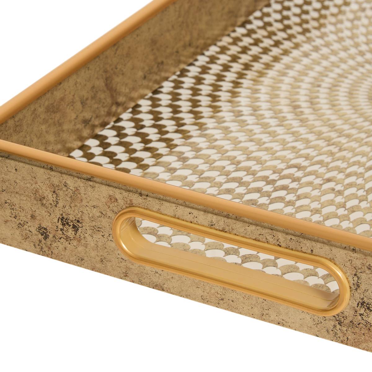2er-Set Tabletts "Elya" Verre, 45x30 cm Gold