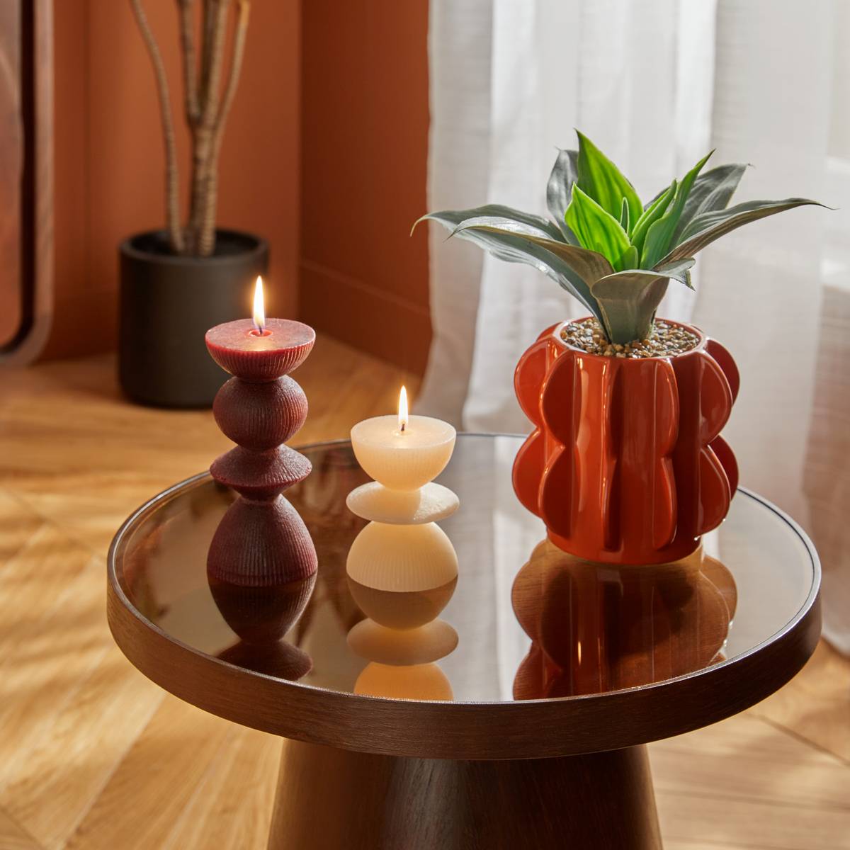 Künstliche Topfpflanze "Homy" H.28 cm Orange
