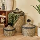 Set mit 3 runden Körben Nyero Schilf, Beige, D.26,5/30/35 cm Beige