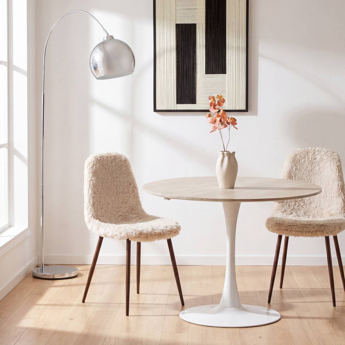 Stuhl "Roka" Stahl, Beige / Nussbaum Beige / noyer
