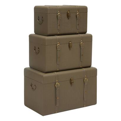 Set mit 3 rechteckigen truhen "bonie" khakigr&uuml;n, l.44/51,5/60 cm