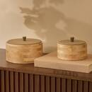 2er-Set runde Deko-Boxen "Bonie" Hevea, Beige, &Oslash; 14,8/19,5 cm Beige