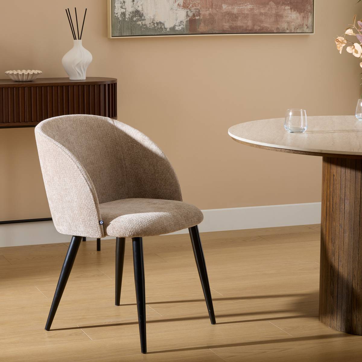 Stuhl "Celeste" Stahl, Beige Beige / noir
