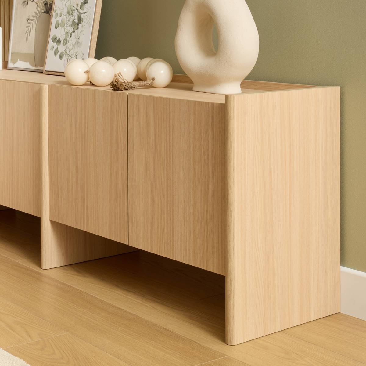 Rechteckiger TV-Schrank mit 4 T&uuml;ren und 2 Ebenen "John" Beige, 171x39,5 cm Beige