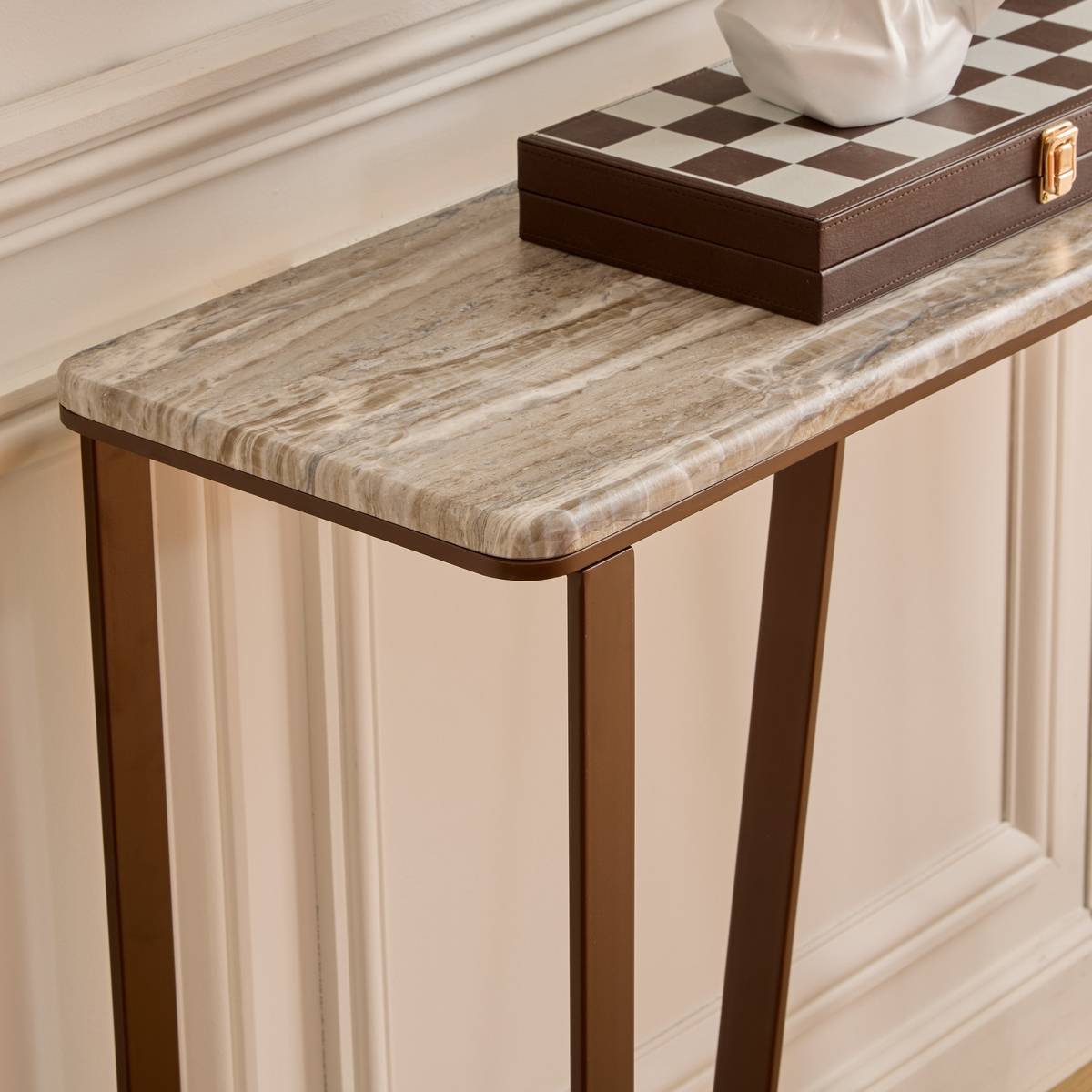 Konsole "Graphite" Stahl, Schokolade, 120x32 cm Chocolat