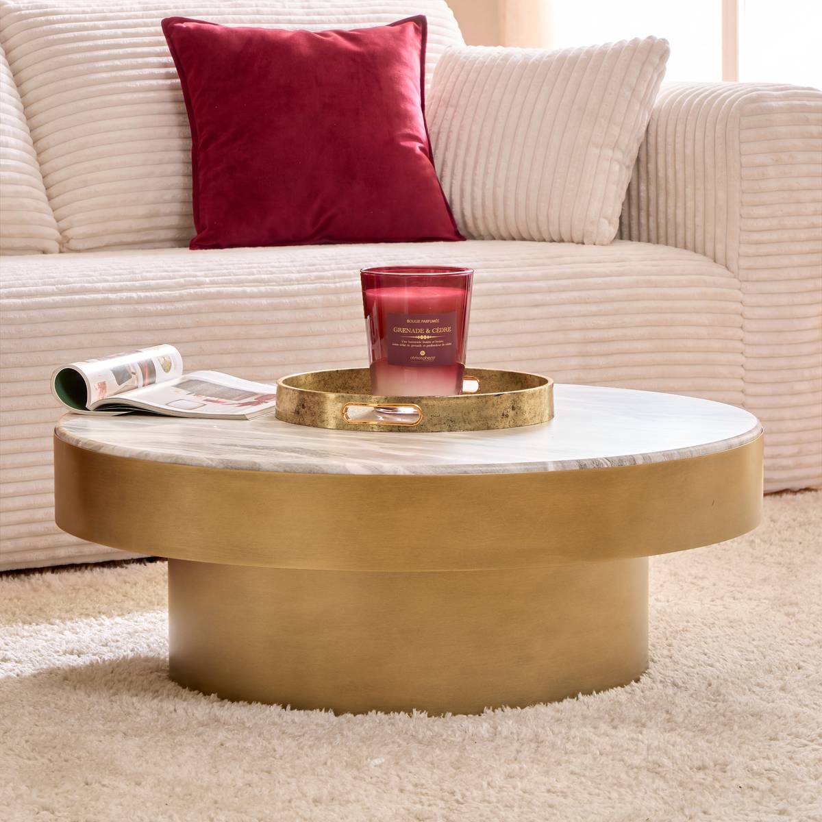 Couchtisch "Graphite" Stahl, Goldfarben, Ø 80 cm Gold