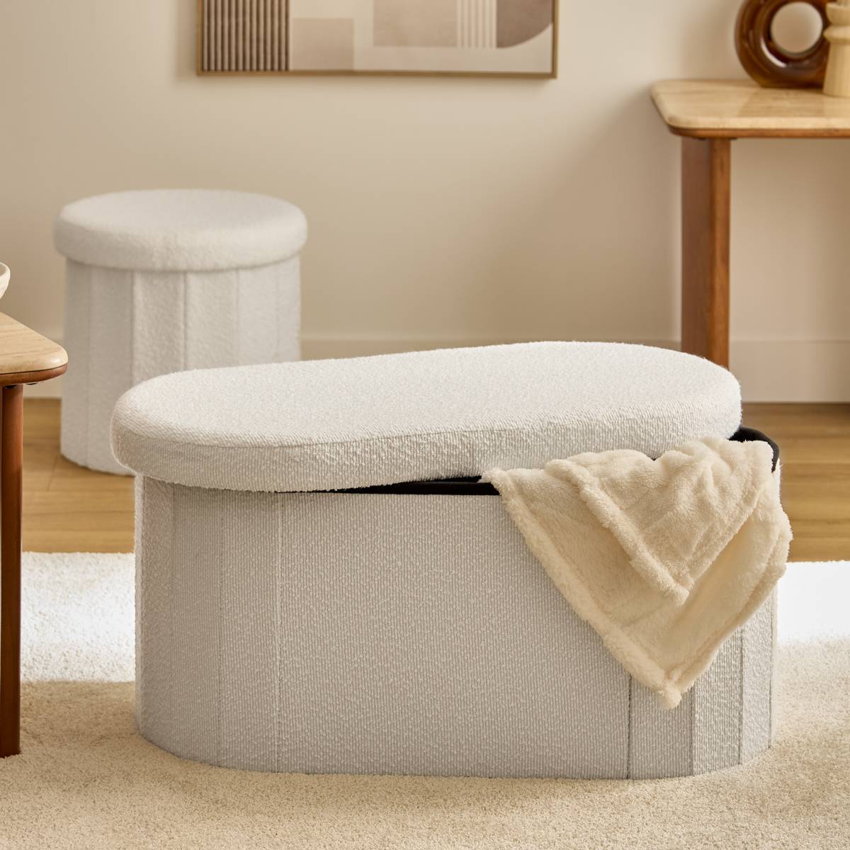 Doppel-Pouf "Fink" 76x38 cm Weiß