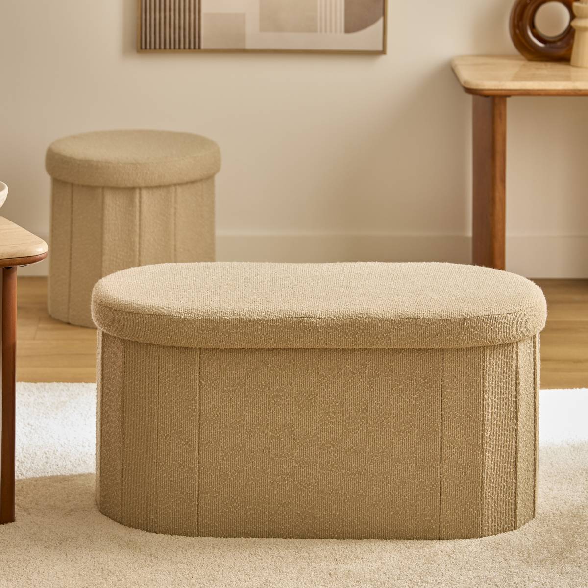 Doppel-Pouf "Fink" 76x38 cm Beige