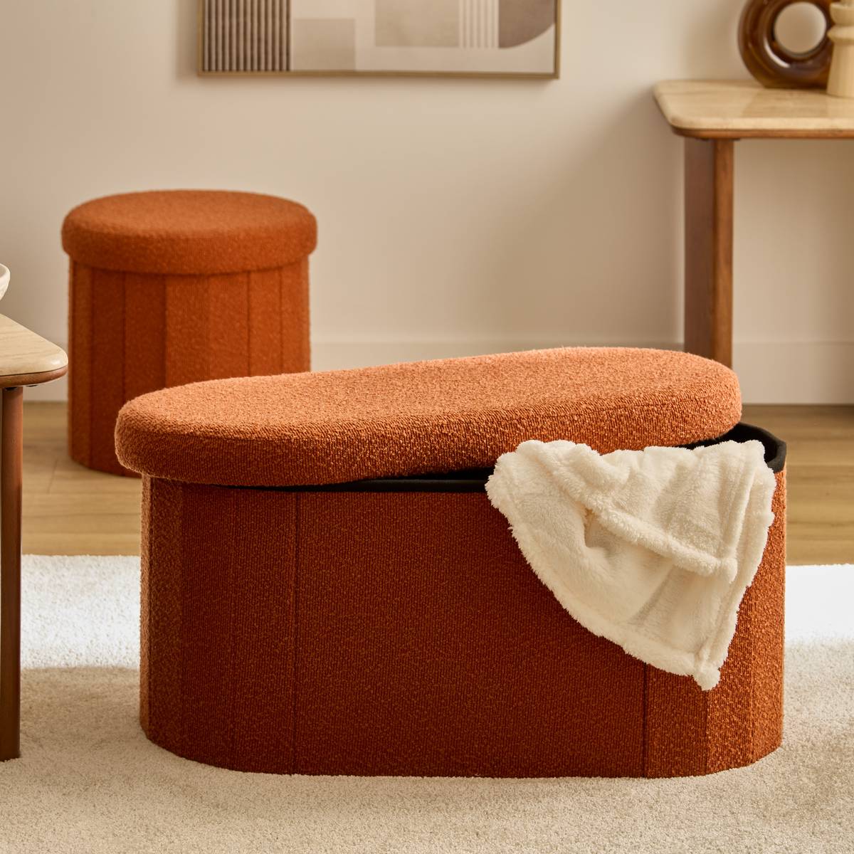 Doppel-Pouf "Fink" Amberrot, 76x38 cm Bernstein