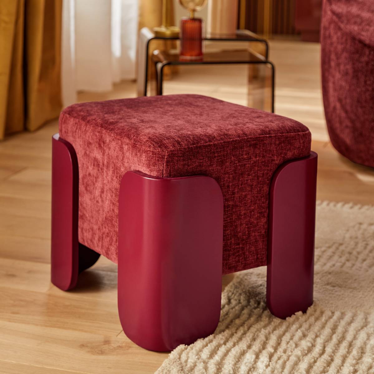 Sitzpouf "Mizar" Granatrot, 38x36 cm Granatrot
