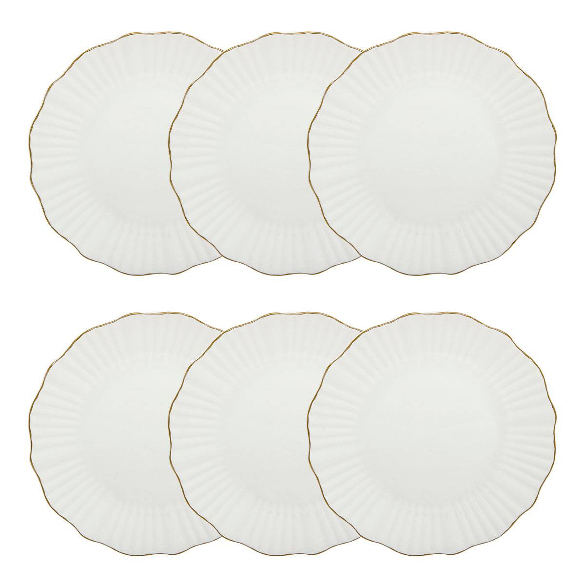 6er-Set Dessertteller "Daphne" Porzellan, D.20 cm Weiß