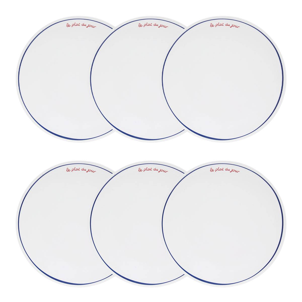 Set mit 6 flachen Tellern "Fra" Porzellan, D.27 cm Blau