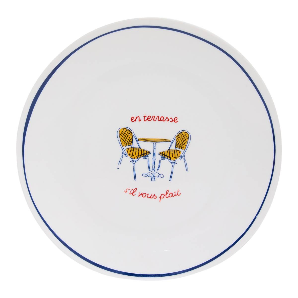 Set mit 6 Desserttellern "Fra" Porzellan, D.19 cm Mod&egrave;le C