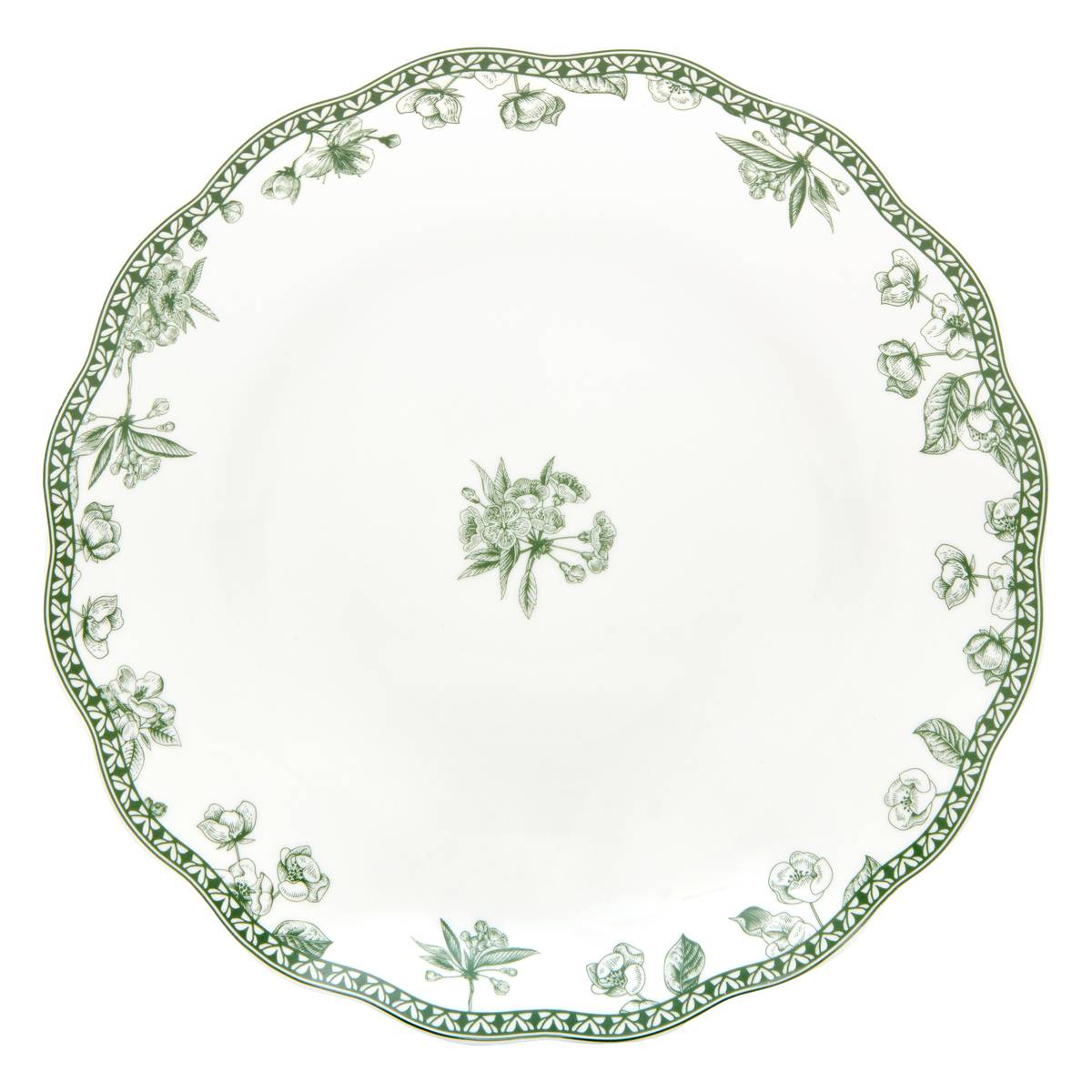 6er-Set tiefe Teller "Lisiere" Porzellan, D.22,5 cm Gr&uuml;n