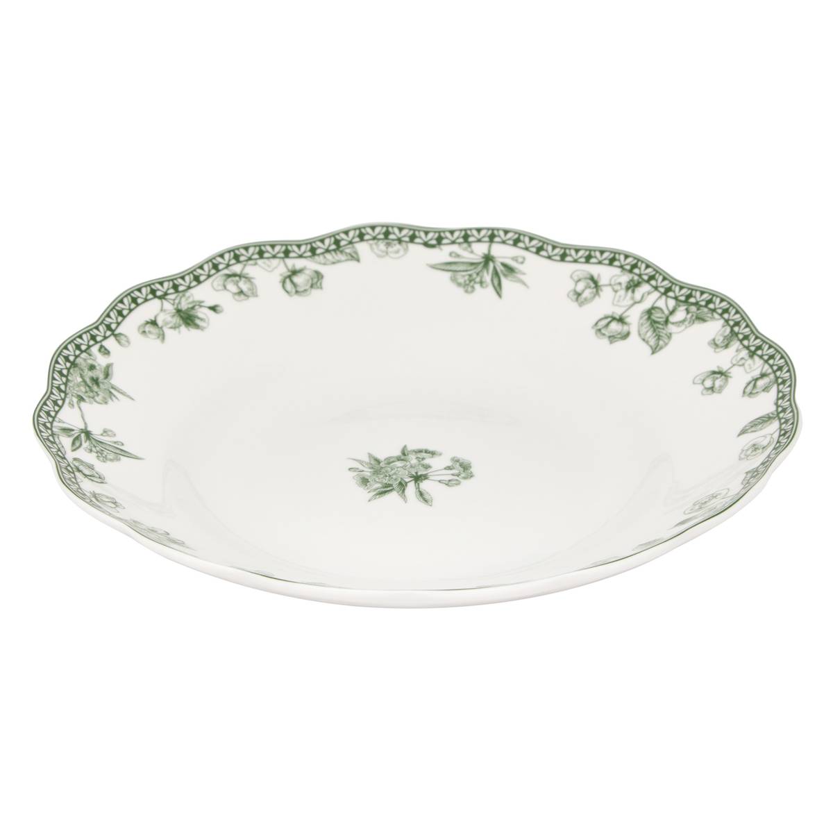 6er-Set tiefe Teller "Lisiere" Porzellan, D.22,5 cm Gr&uuml;n