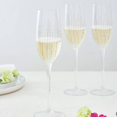 Set mit 4 champagnergl&auml;sern "lunis" 210 ml, glas, goldfarben