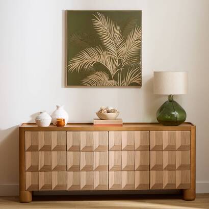 Rechteckiges sideboard 4 t&uuml;ren 2 ebenen netsi mango, honig, 175x75 cm