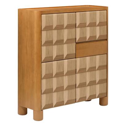 Rechteckiges sideboard mit 2 ebenen "netsi" mangoholz, sand, 124x135,5 cm