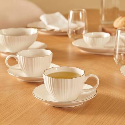 Tasse mit untertasse "daphne" 130 ml, porzellan, wei&szlig;