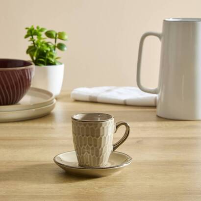 Tassen-set "ella" 90 ml, steingut, beige