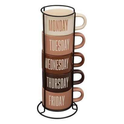 Becher mit halterung "break time" 190 ml, steinzeug, mehrfarbig