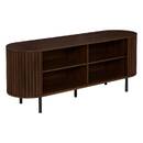 Ovales TV-M&ouml;bel mit 2 T&uuml;ren und 2 Ebenen &bdquo;Alcove&ldquo; Braun, 140x40 cm Braun