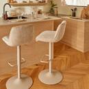 Set mit 2 drehbaren Barhockern "Cirea" Stahl, Beige, H.105 cm Beige
