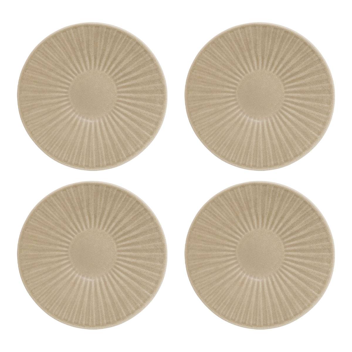 Set mit 4 tiefen Tellern "Nyero" Steingut, Ø 21 cm Beige