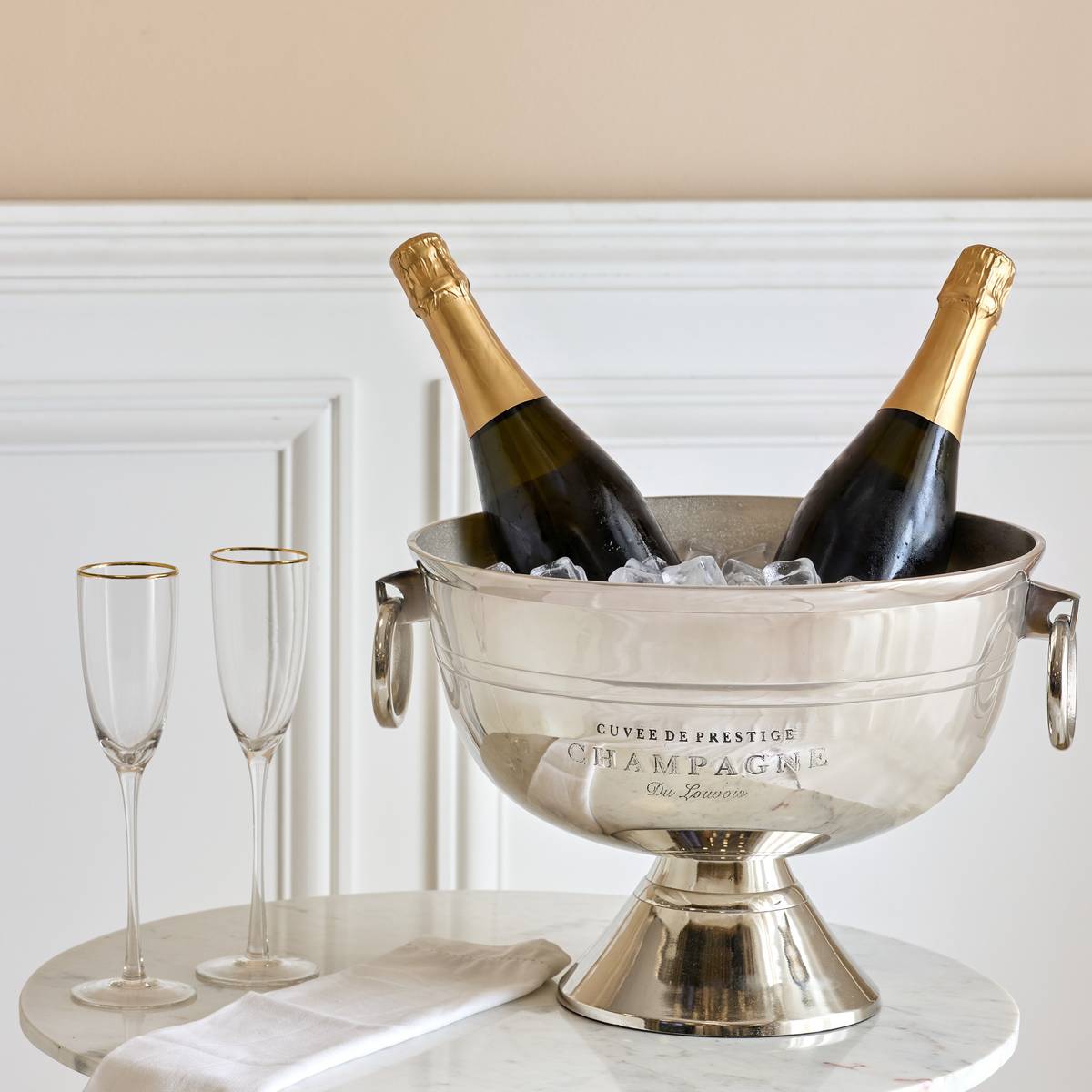 Champagnerkühler "Champagne" 11L, Aluminium, Silber Silber