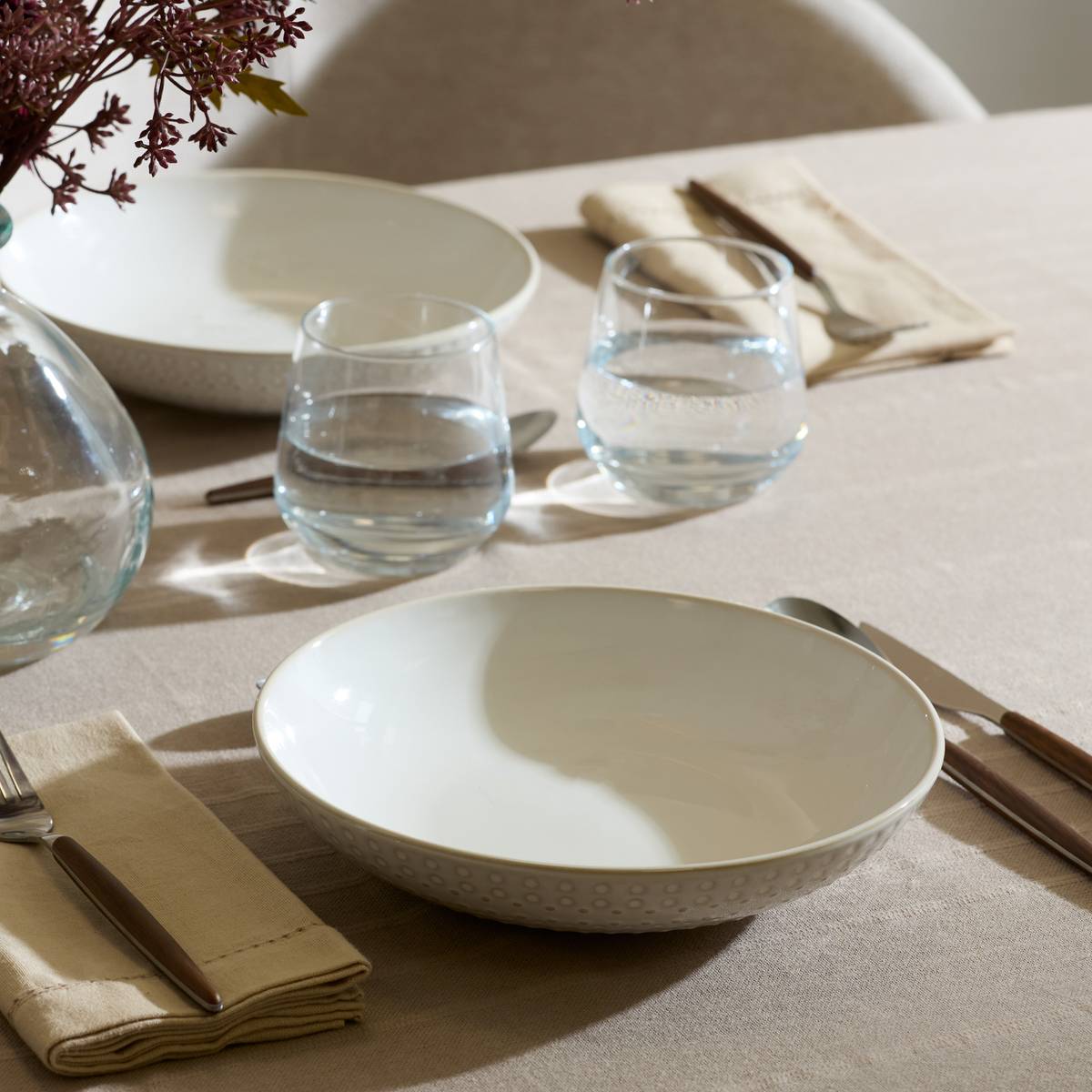 Set mit 6 tiefen Tellern "Camille" Steingut, Ø20 cm Weiß