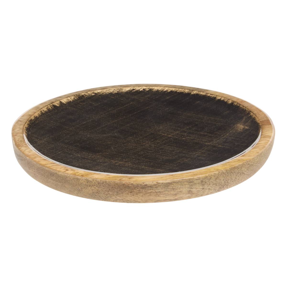 Präsentationsteller "Ava" Mangobaum, Ø 15 cm Schwarz