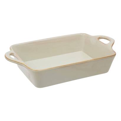 Rechteckige auflaufform "unbekanntes land" steinzeug, 38,5x22,5 cm, beige