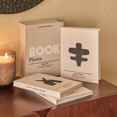 Lot de 3 albums photo "nyero" 20x24,5 cm, beige leinen