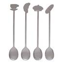 Set aus 4 Teel&ouml;ffeln "Fra" Edelstahl, Silber Silber