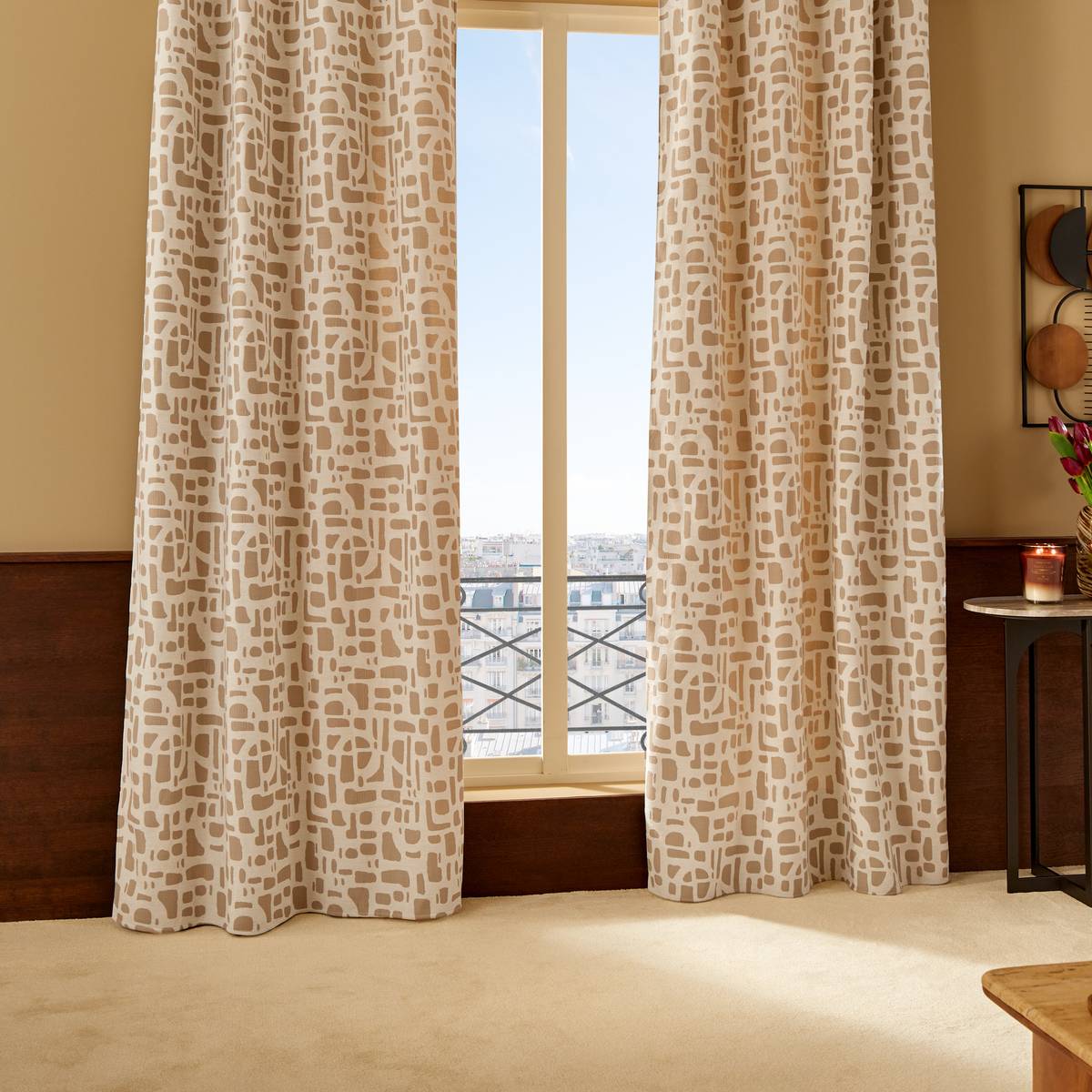 Isolierender Kinder-Vorhang "Marlia" Beige Leinen, 260x140 cm Beige