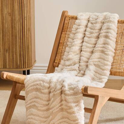Plaid "boucly" beige leinen, 160x120 cm
