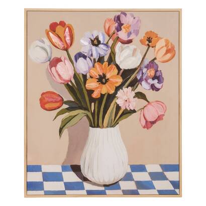 Gerahmte bemalte leinwand "flori" 50x60 cm