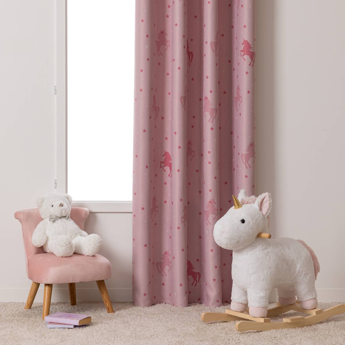Verdunkelungsvorhang Kinder "Einhorn" Hellrosa, 140x250 cm Hellrosa