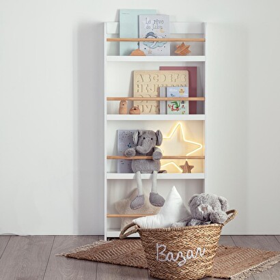 Kinderb&uuml;cherschrank mit 4 regalen wei&szlig;, h.118 cm