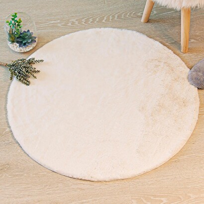 Teppich mit felloptik "couka" elfenbeinwei&szlig;, d.80 cm